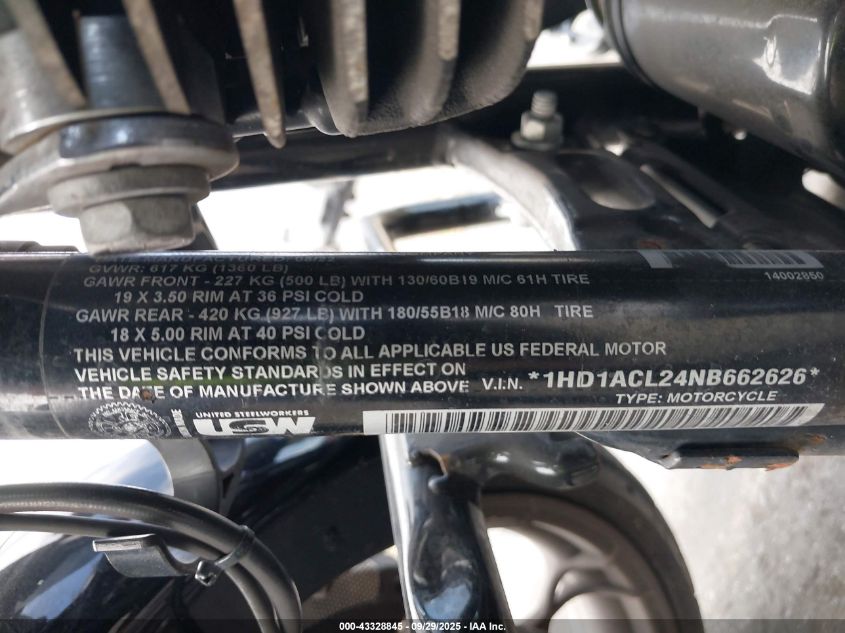 2022 Harley-Davidson Fltrxst VIN: 1HD1ACL24NB662626 Lot: 43328845