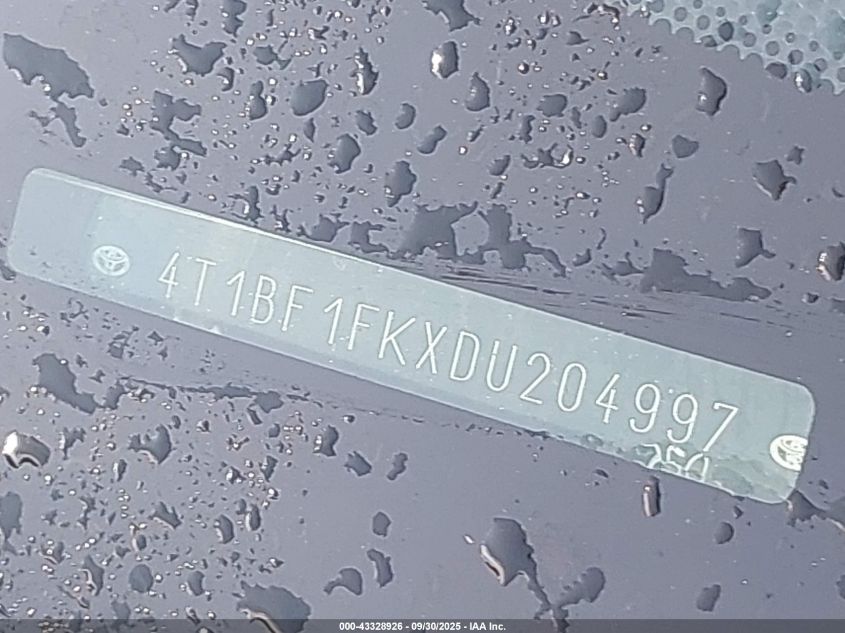 2013 Toyota Camry Se VIN: 4T1BF1FKXDU204997 Lot: 43328926