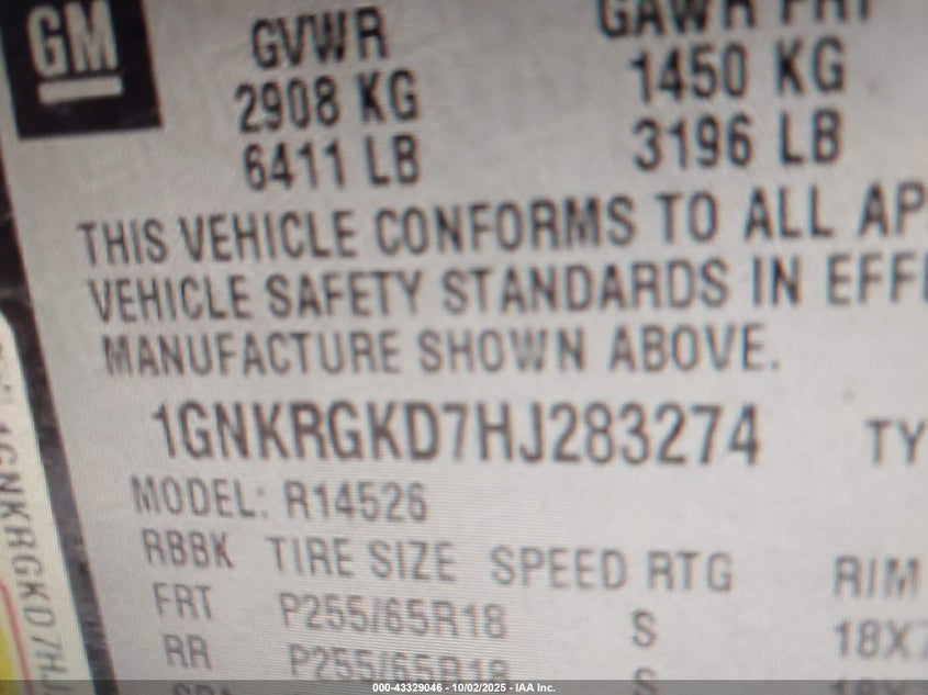 2017 CHEVROLET TRAVERSE 1LT - 1GNKRGKD7HJ283274