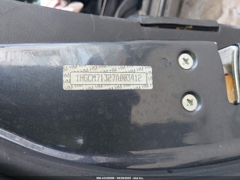 2007 Honda Accord 2.4 Lx VIN: 1HGCM71327A003412 Lot: 43329266