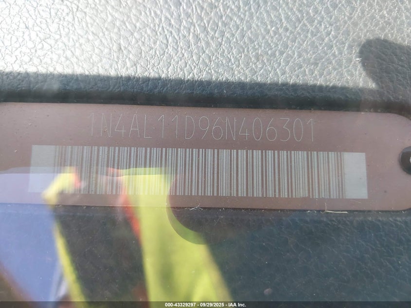2006 Nissan Altima 2.5 S VIN: 1N4AL11D96N406301 Lot: 43329297
