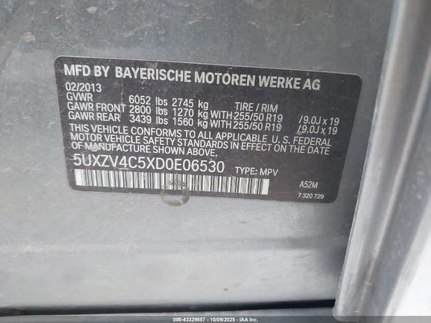 2013 BMW X5 xDrive35I/xDrive35I Premium/xDrive35I Sport Activity VIN: 5UXZV4C5XD0E06530 Lot: 43329557