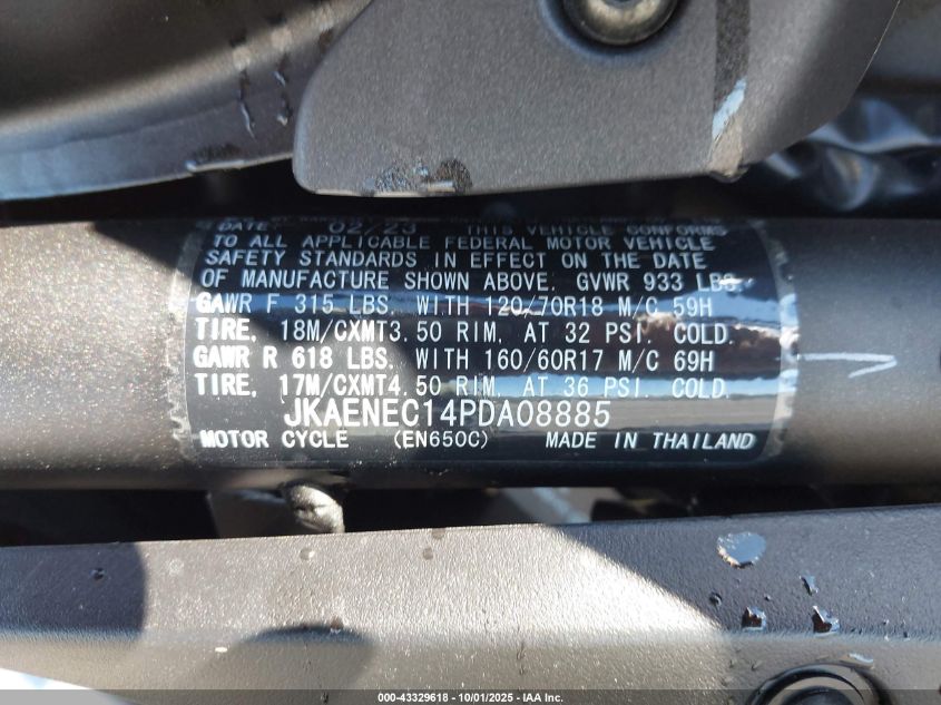2023 Kawasaki En650 C VIN: JKAENEC14PDA08885 Lot: 43329618