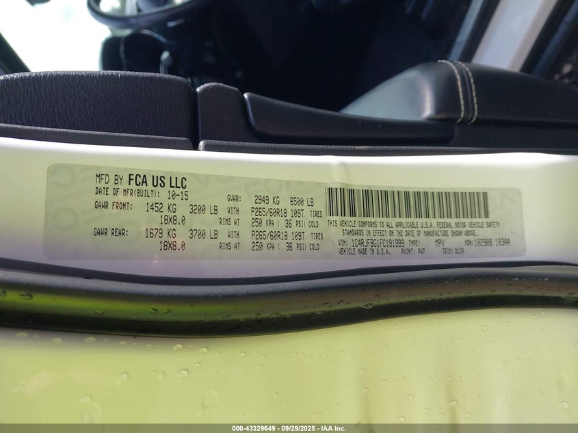 2015 JEEP GRAND CHEROKEE HIGH ALTITUDE/OVERLAND 1C4RJFCG3FC191999