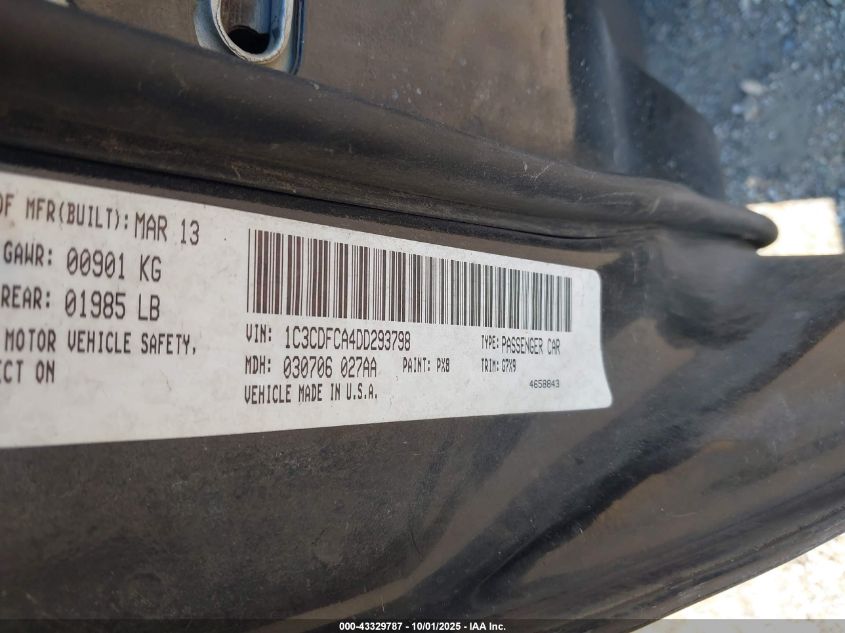 2013 Dodge Dart Limited VIN: 1C3CDFCA4DD293798 Lot: 43329787