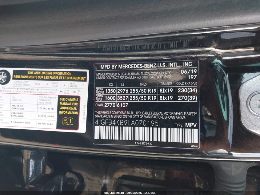 2020 MERCEDES-BENZ GLE 350 4MATIC - 4JGFB4KB9LA070195