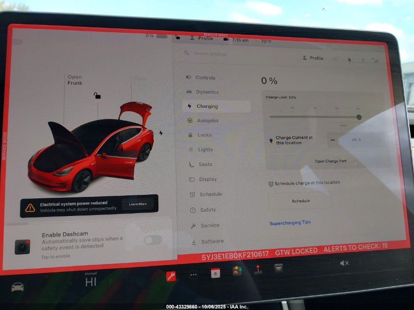 2019 Tesla Model 3 Long Range/Performance VIN: 5YJ3E1EB0KF210617 Lot: 43329860