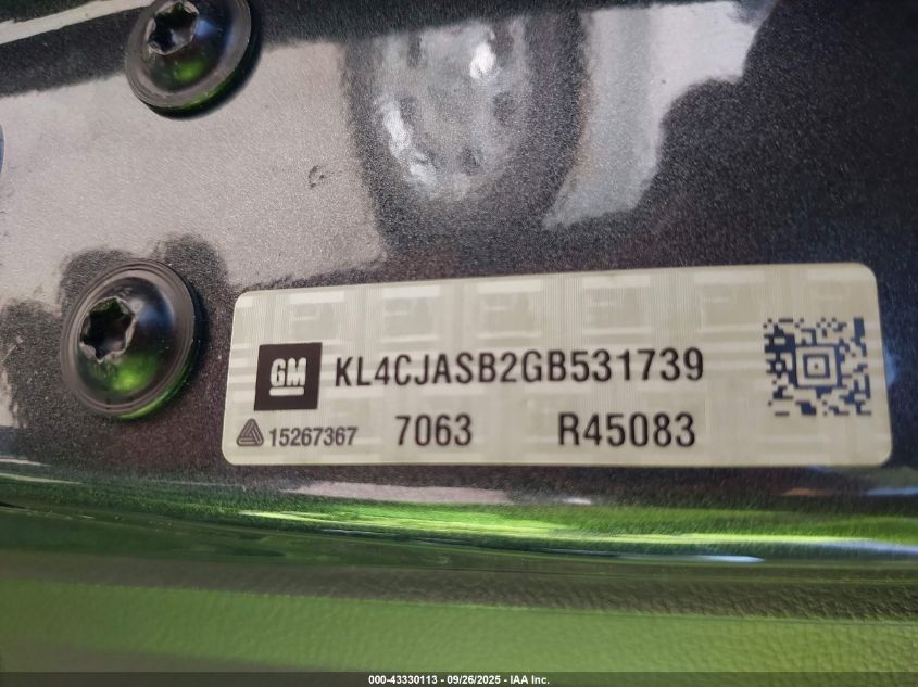 2016 Buick Encore VIN: KL4CJASB2GB531739 Lot: 43330113