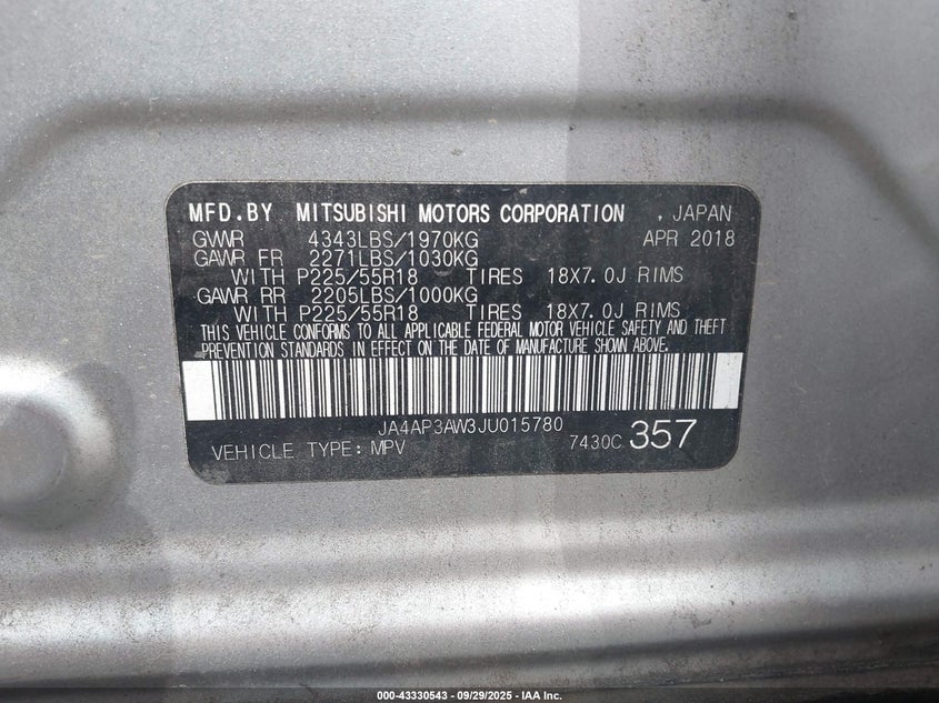 2018 MITSUBISHI OUTLANDER SPORT 2.4 SE - JA4AP3AW3JU015780