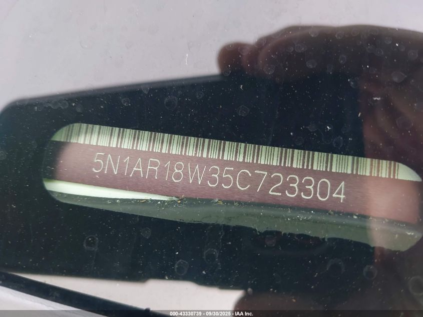 2005 Nissan Pathfinder Le VIN: 5N1AR18W35C723304 Lot: 43330739