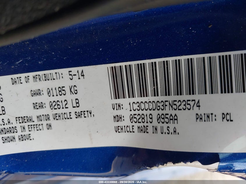 2015 CHRYSLER 200 S 1C3CCCDG3FN523574