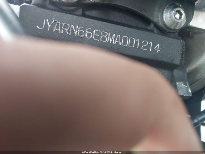 2021 Yamaha Yzfr1 VIN: JYARN66E8MA001214 Lot: 43330898