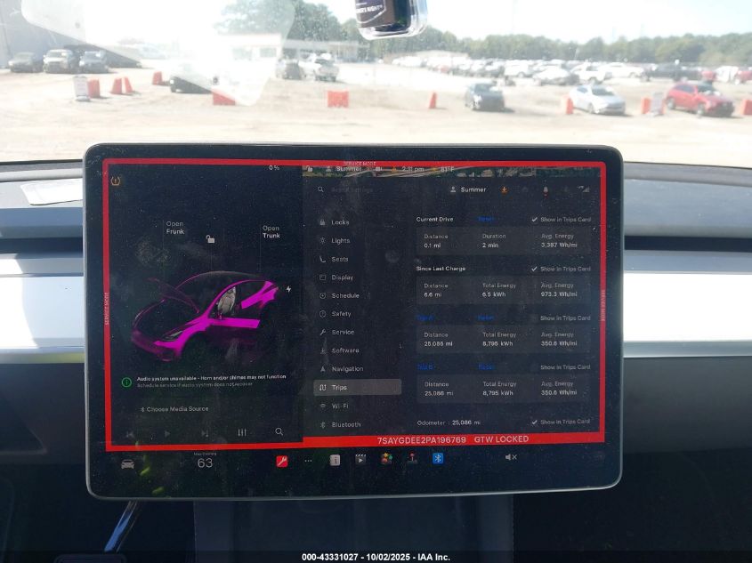 2023 Tesla Model Y Awd/Long Range Dual Motor All-Wheel Drive VIN: 7SAYGDEE2PA196769 Lot: 43331027