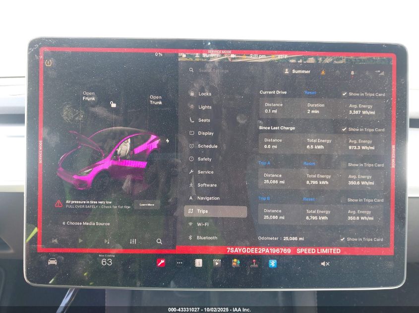 2023 Tesla Model Y Awd/Long Range Dual Motor All-Wheel Drive VIN: 7SAYGDEE2PA196769 Lot: 43331027