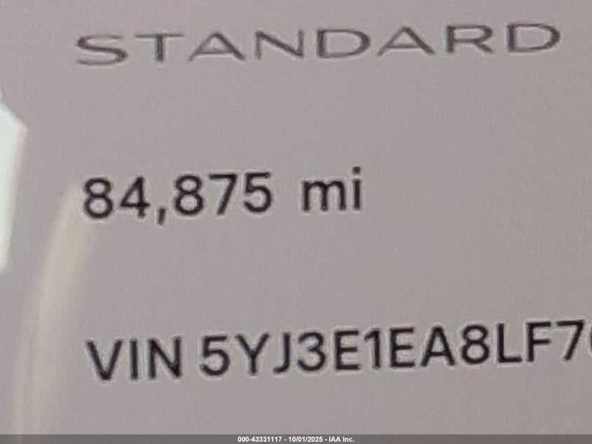 2020 TESLA MODEL 3 STANDARD RANGE PLUS REAR-WHEEL DRIVE/STANDARD RANGE REAR-WHEEL DRIVE 5YJ3E1EA8LF703583