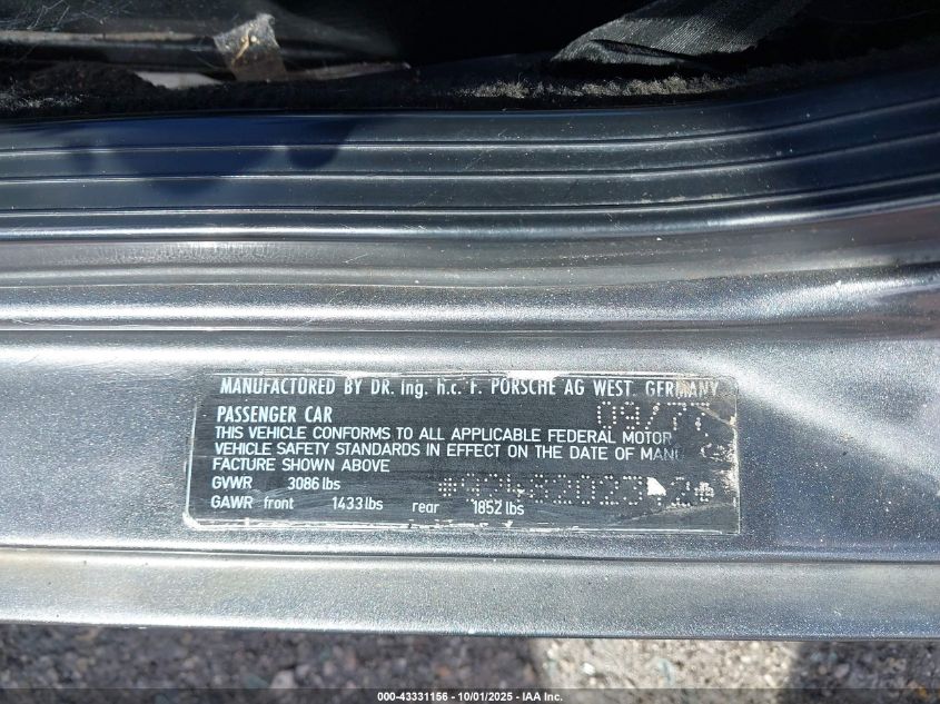 1978 Porsche 924 VIN: 9248202342 Lot: 43331156