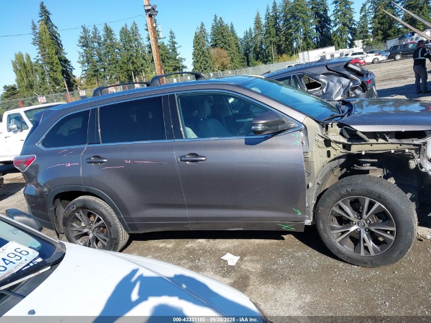 2016 Toyota Highlander Xle V6 VIN: 5TDJKRFH3GS319268 Lot: 43331180