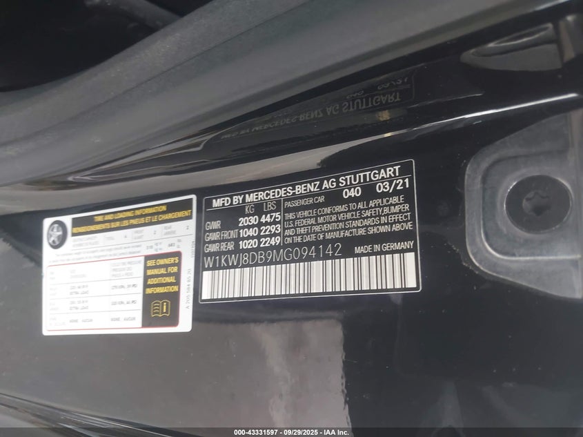 2021 MERCEDES-BENZ C 300 COUPE - W1KWJ8DB9MG094142