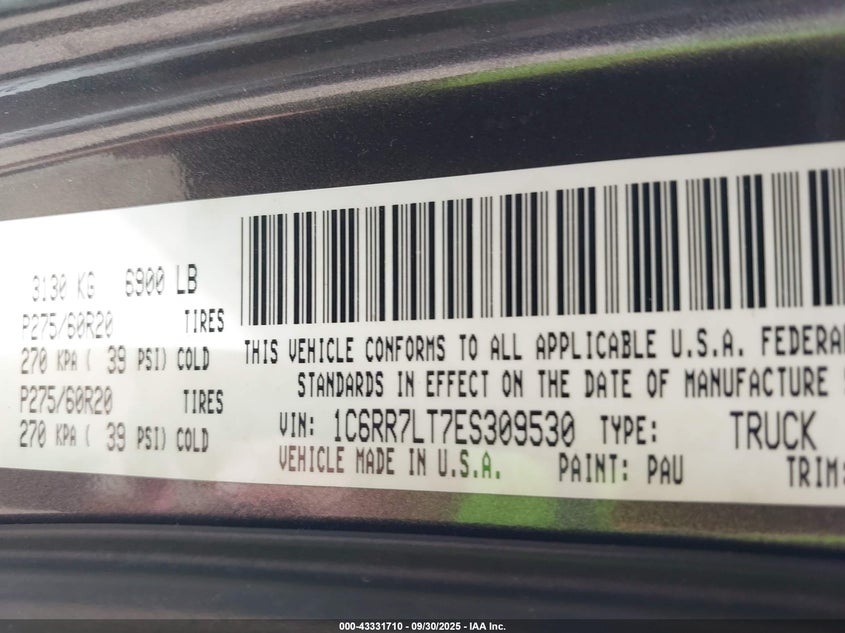 2014 RAM 1500 BIG HORN - 1C6RR7LT7ES309530