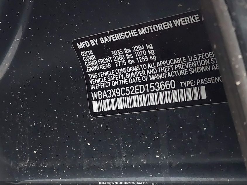 2014 BMW 335I GRAN TURISMO XDRIVE WBA3X9C52ED153660