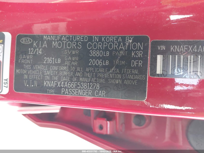 2015 KIA FORTE LX - KNAFX4A66F5381278