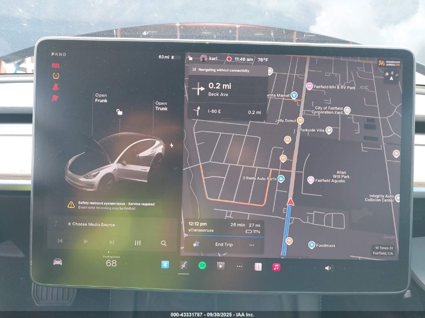 2022 Tesla Model 3 Rear-Wheel Drive VIN: 5YJ3E1EA0NF127314 Lot: 43331787