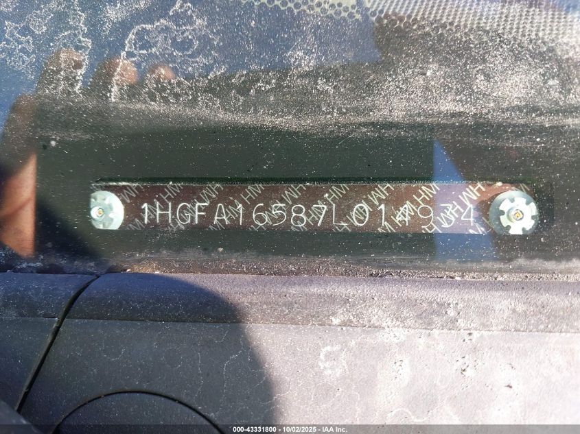 2007 Honda Civic Lx VIN: 1HGFA16587L014934 Lot: 43331800