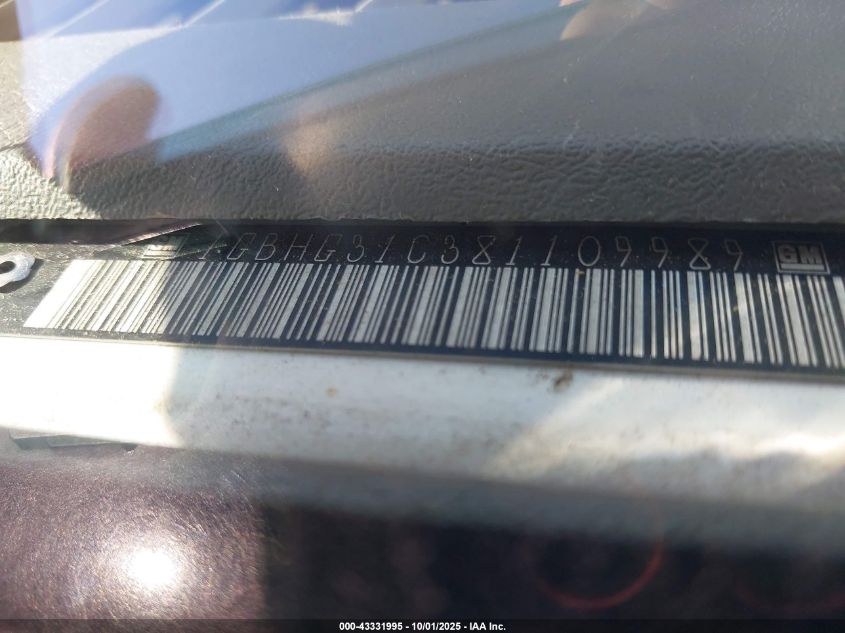 2008 Chevrolet Express Cutaway VIN: 1GBHG31C381109989 Lot: 43331995