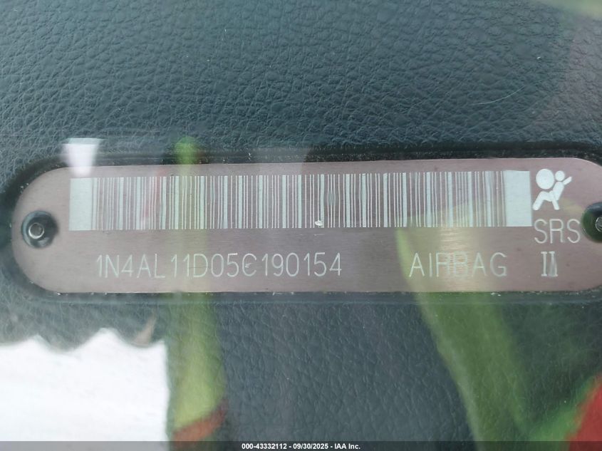 2005 Nissan Altima 2.5 S VIN: 1N4AL11D05C190154 Lot: 43332112