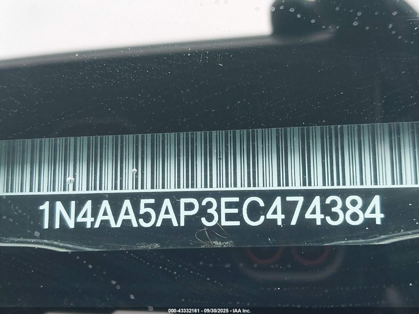 2014 Nissan Maxima 3.5 S/3.5 Sv VIN: 1N4AA5AP3EC474384 Lot: 43332161