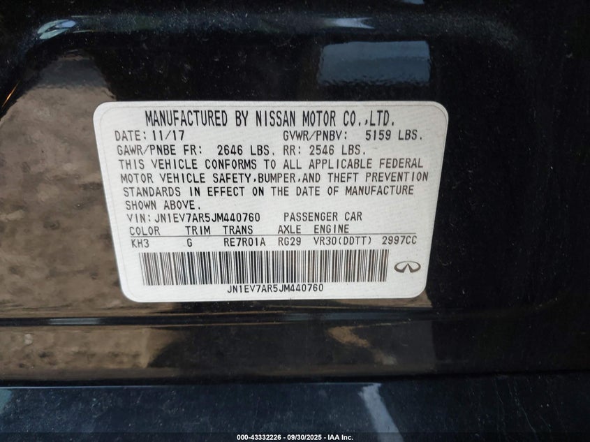 2018 INFINITI Q50 3.0T LUXE - JN1EV7AR5JM440760