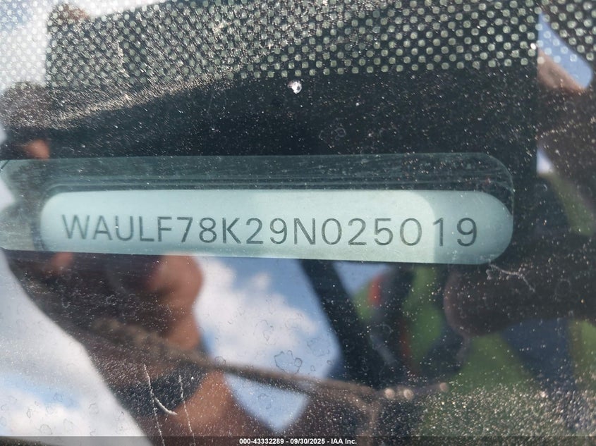 2009 Audi A4 2.0T Premium VIN: WAULF78K29N025019 Lot: 43332289