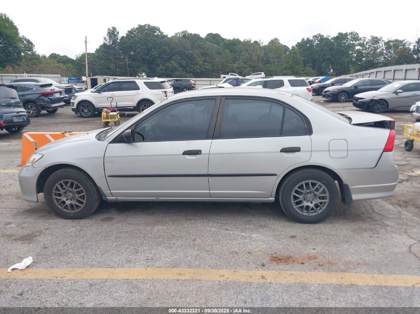 2005 Honda Civic Vp VIN: 2HGES164X5H528911 Lot: 43332321