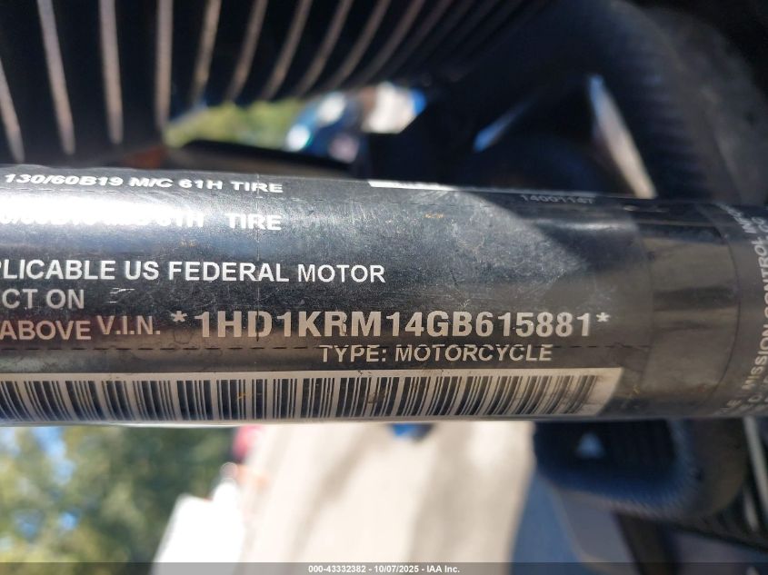 2016 Harley-Davidson Flhxs Street Glide Special VIN: 1HD1KRM14GB615881 Lot: 43332382