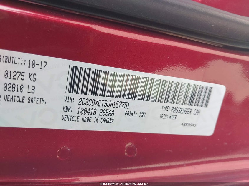 2018 DODGE CHARGER R/T RWD - 2C3CDXCT3JH157751