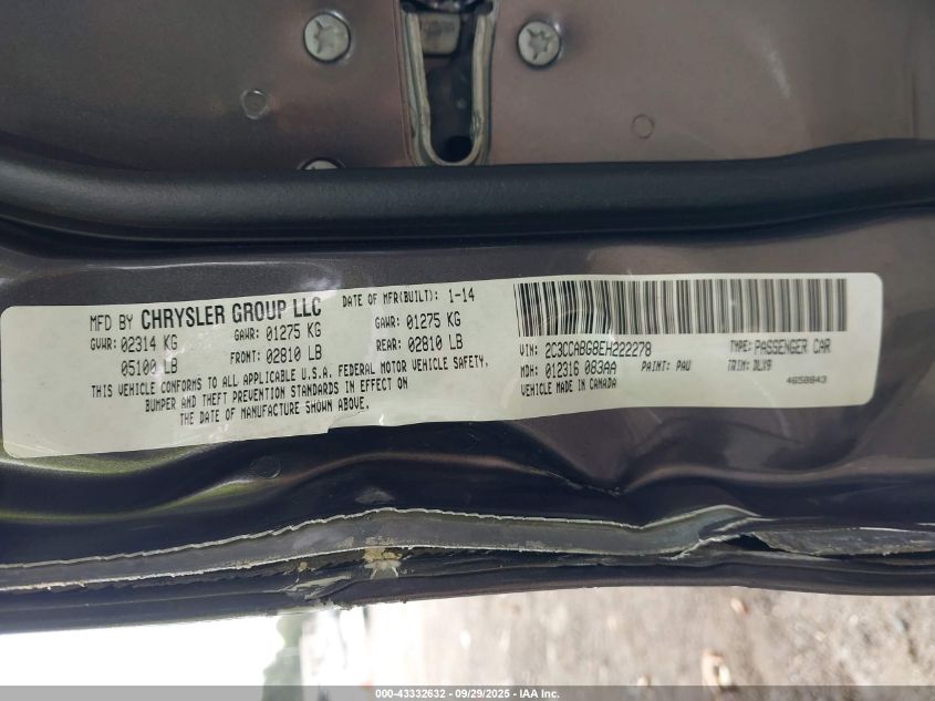 2014 Chrysler 300 300S VIN: 2C3CCABG8EH222278 Lot: 43332632