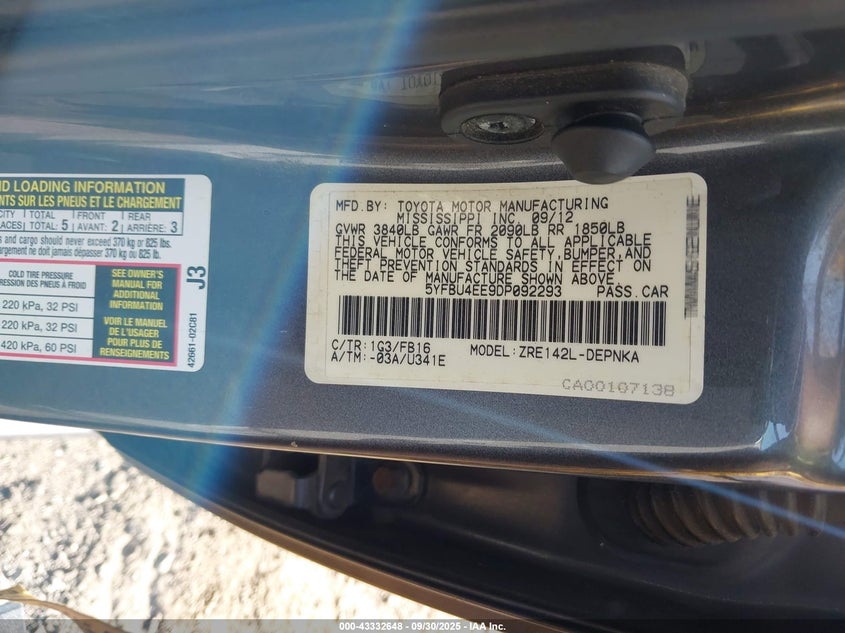 2013 TOYOTA COROLLA LE - 5YFBU4EE9DP092293