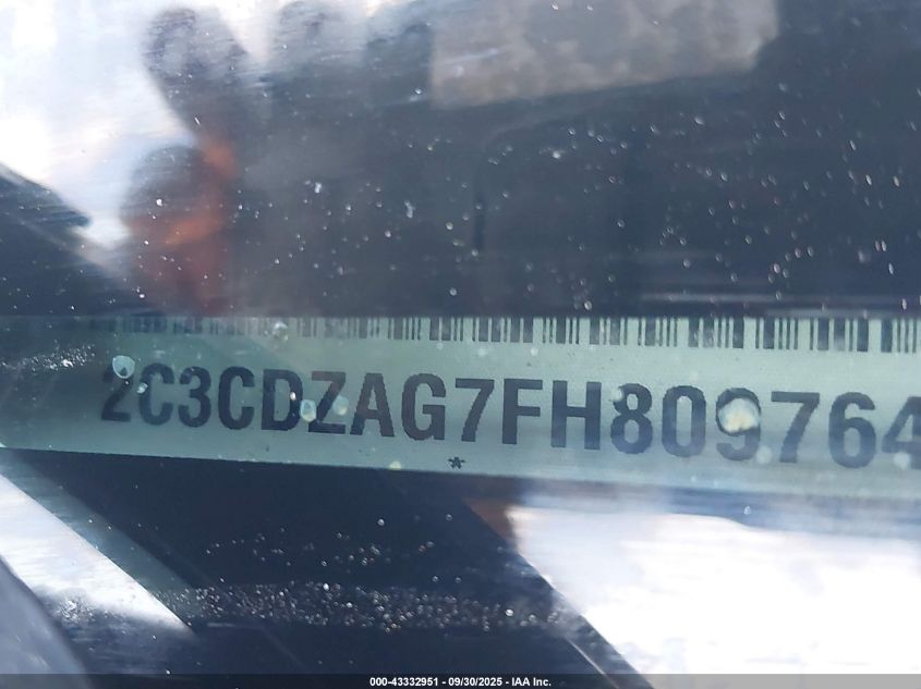 2015 Dodge Challenger Sxt VIN: 2C3CDZAG7FH809764 Lot: 43332951