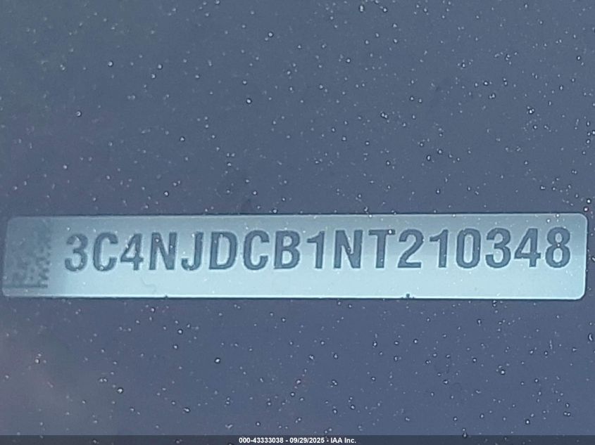 2022 Jeep Compass Limited 4X4 VIN: 3C4NJDCB1NT210348 Lot: 43333038