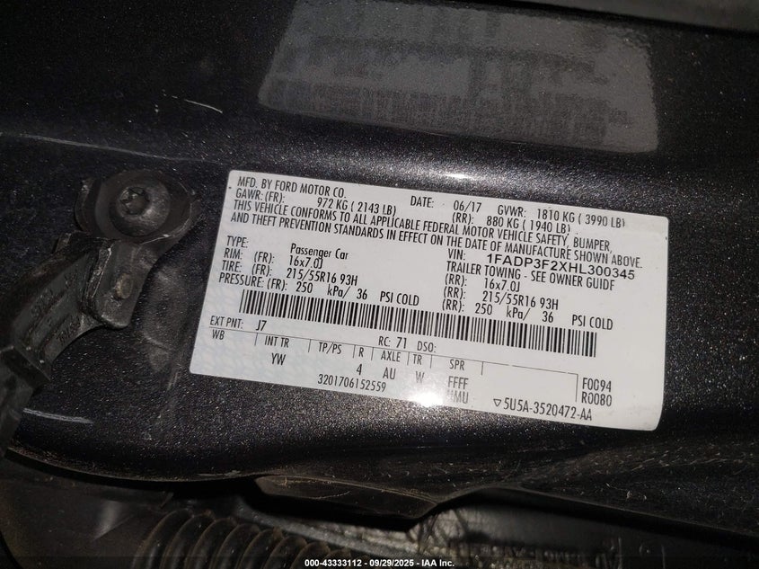 2017 FORD FOCUS SE - 1FADP3F2XHL300345