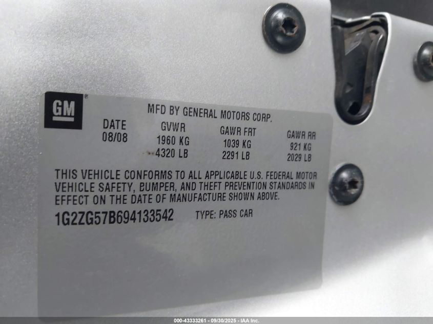2009 Pontiac G6 VIN: 1G2ZG57B694133542 Lot: 43333261