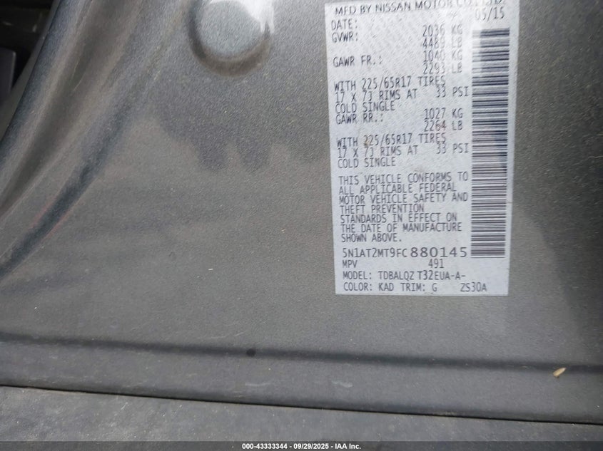 2015 NISSAN ROGUE SV - 5N1AT2MT9FC880145