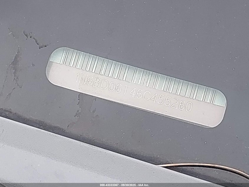 2006 Nissan Frontier Xe VIN: 1N6BD06T46C455260 Lot: 43333367