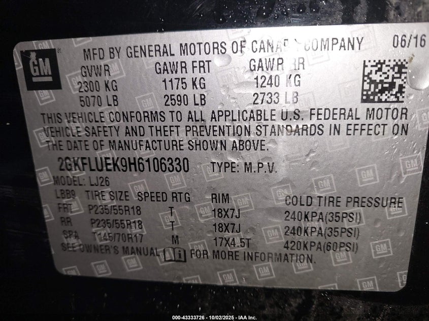 2017 GMC TERRAIN SLT - 2GKFLUEK9H6106330