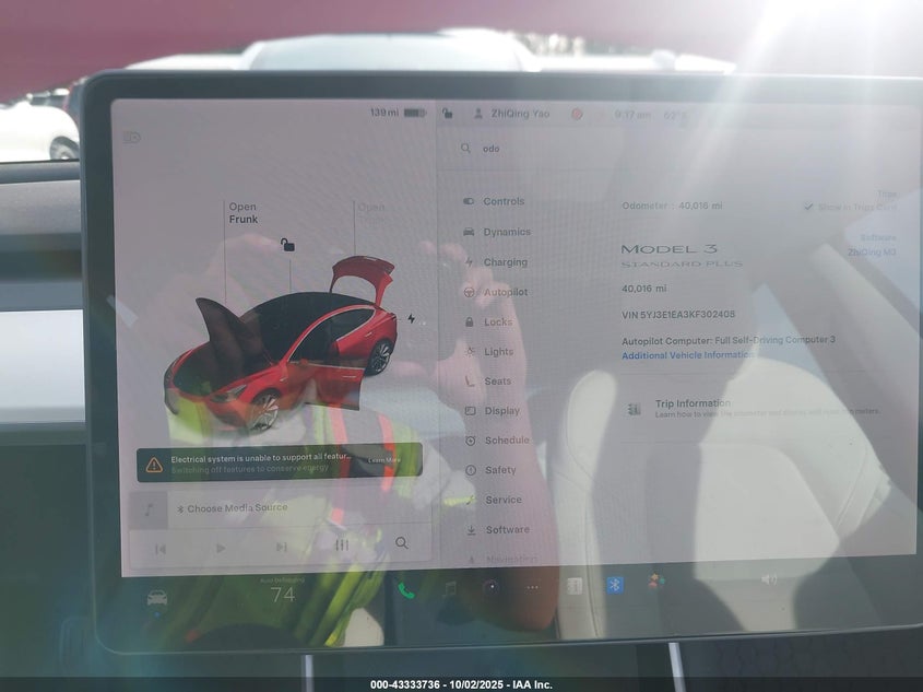 2019 Tesla Model 3 Long Range/Mid Range/Standard Range/Standard Range Plus VIN: 5YJ3E1EA3KF302408 Lot: 43333736