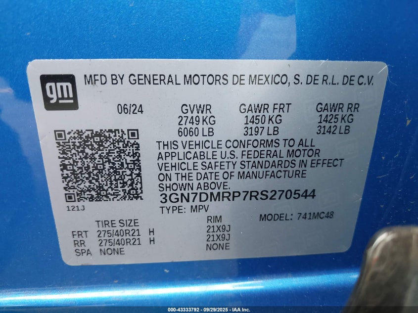 2024 Chevrolet Equinox Ev Lt VIN: 3GN7DMRP7RS270544 Lot: 43333792