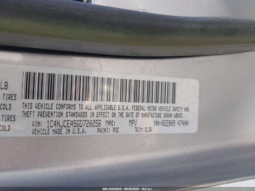 2016 Jeep Compass High Altitude Edition VIN: 1C4NJCEA5GD720256 Lot: 43333835