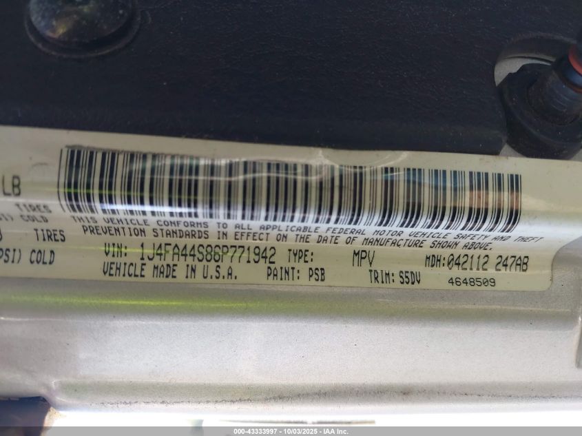 2006 Jeep Wrangler Unlimited VIN: 1J4FA44S86P771942 Lot: 43333997