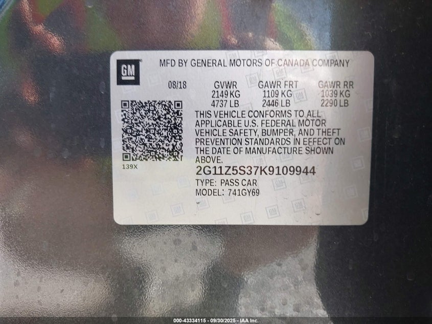 2019 CHEVROLET IMPALA LT - 2G11Z5S37K9109944