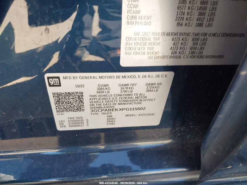 2023 CHEVROLET SILVERADO 1500 2WD  SHORT BED CUSTOM - 3GCPABEKXPG115602